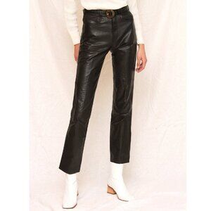 Vintage Phillippe Monet Genuine Leather Bikercore Black Pants - Women's Size 27